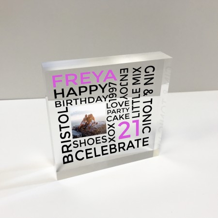 4x4 Glass Token - Birthday Photo